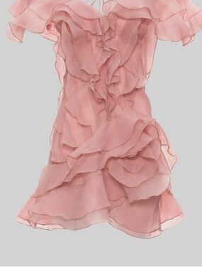Pink Ruffle Mini Dress - Elegant Women's Dress